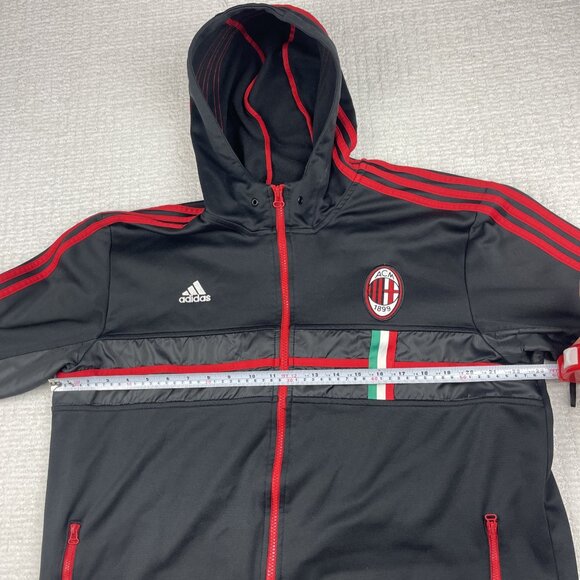 Adidas Ac Milan Full Zip Hoodie Sweatershirt Jersey Soccer Mens XL *Defect, Read - Picture 12 of 16